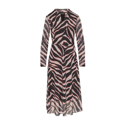 Afbeelding van Comma Midi Jurk Allover Print Bruin 36
