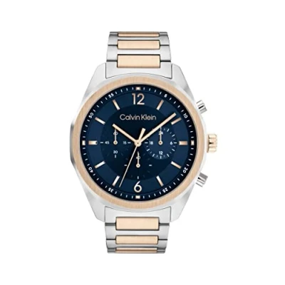 Afbeelding van Calvin Klein CK25200265 Force Heren Horloge Mineraalglas Staal Zilverkleurig 45 mm breed Quartz Vouw/Vlindersluiting 5 ATM (douchen)