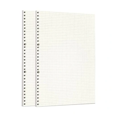 Afbeelding van Zelten 2 Pack A4 90 Vellen/180 Pagina&#039;s Squared Losbladig Gestanst Papier Vullingen for 30 Gaats Binder Persoonlijke Organisator Dagboek Notitieboek Navulbare Planner
