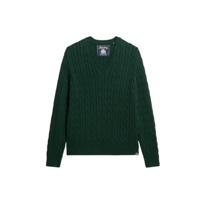 Afbeelding van Superdry V NECK Cable Trui, Dames, Maat: S/M, Darkest pine green