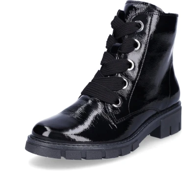 Afbeelding van Ara dames leren veterboot zwart lak 8.5