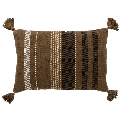 Afbeelding van Dutch Decor TAMAR Sierkussen katoen 40x60 cm Military Olive groen kussentje met flosjes