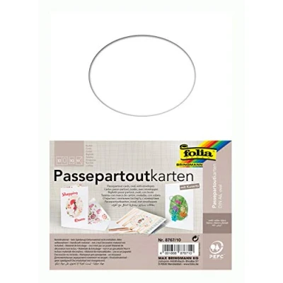Afbeelding van folia 8767/10 Passepartoutkaarten met ovale uitsparing, wit, DIN A6, 10 kaarten en enveloppen ideaal voor het creatief vormgeven van uitnodigingen, wenskaarten