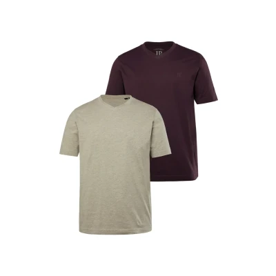 Afbeelding van JP1880 2ER PACK Vausschnitt Halbarm Tshirt basic, Heren, Maat: Large, Aubergine