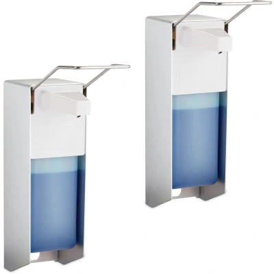 Afbeelding van Relaxdays 2 x zeepdispenser wand desinfectie dispenser zeeppomp zeep