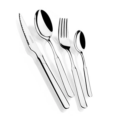 Afbeelding van MONIX Milan 24 delige bestekset met steakmes, 18/10 roestvrij staal, eigentijds design, glanzend gepolijste afwerking, 2 mm dikte (6 personen)