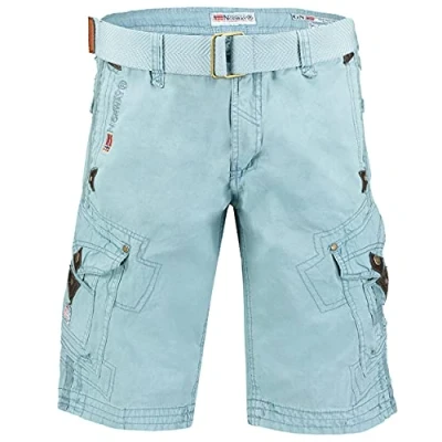 Afbeelding van Geographical Norway PEANUT MEN Mannen Casual Katoenen Bermuda Shorts Sport Cargo Ademende Chino Korte Normaal Comfortabel HEMELSBLAUW 3XL