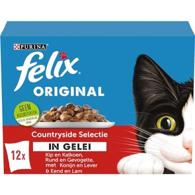 Afbeelding van Felix Original in Gelei Kattenvoer Natvoer Countryside Selectie 48 x 85 g