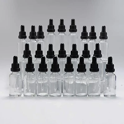 Afbeelding van Yizhao Transparant Glazen Druppelflesje 30ml, met Pipet Druppelaar, voor Essentiële olie, Aromatherapie, Cosmetica, Laboratorium, Apotheek, Reizen, Massage 24 Stuks