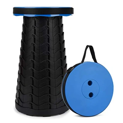 Afbeelding van Draagbare Telescopische Kruk, 2e Generatie Vouwende Camping Lichtgewicht Kruk voor Outdoor BBQ Vissen Wandelen Tuinieren Binnen, Maximale Load 180 kg (blauw)