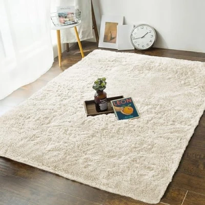 Afbeelding van MOONLIGHT20015 Vloerkleden voor de woonkamer crèmekleurig tapijt slaapkamer, antislip modern superzacht groot pluizig hoogpolig niet pluizend vloerkleed pluche eetkamer,