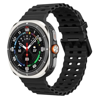 Afbeelding van MoKo Sport Strap Compatible with Samsung Galaxy Watch Ultra 47mm (2024) Women Men, Breathable Soft Silicone Waterproof Band Accessories for Strap, Black