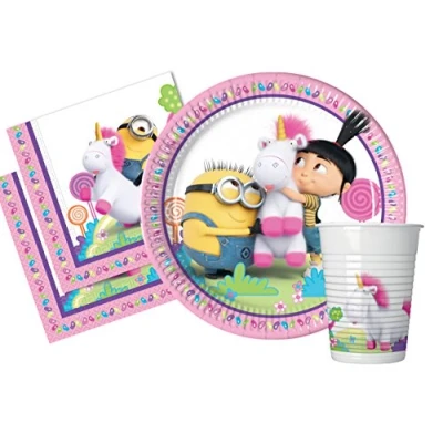Afbeelding van Ciao Party Table Set Minions Fluffy 8 people (36 pcs: paper plates Ø23cm, plastic cups 200ml, 20 napkins 33x33cm), Y4678