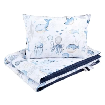 Afbeelding van Bellochi Beddengoed voor kinderen, 75 x 100 cm, met vulling, set, kinderdekbed, 70 set kussen, zacht en ademend, van 100% katoen, groen