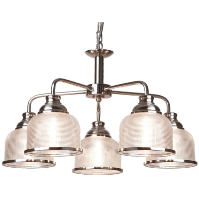 Afbeelding van Searchlight Lighting Bistro 5 Light Multi Arm Plafond Hanger Zilver, Wit, E27