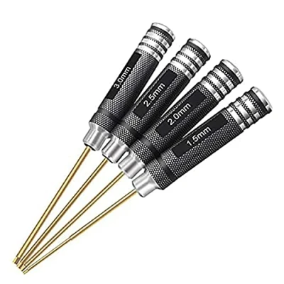 Afbeelding van 4 stuks 1.5mm 2.0mm 2.5mm 3.0mm Hex Schroevendraaier Set Titanium Hexagon Moersleutel Gereedschapsset voor Meerassige FPV Racing Drone RC Quadcopter Helikopter Automodellen ...