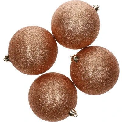 Afbeelding van Cosy &amp; Trendy Kerstballen 4 stuks koperkleurig glitter 10 cm