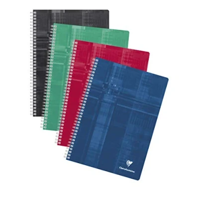 Afbeelding van Clairefontaine 68161C Notitieboek, spiraalbinding, A4, 21 x 29,7 cm, 180 pagina&#039;s, grote ruiten, wit papier, 90 g, envelop met gelamineerde kaart, willekeurige kleur