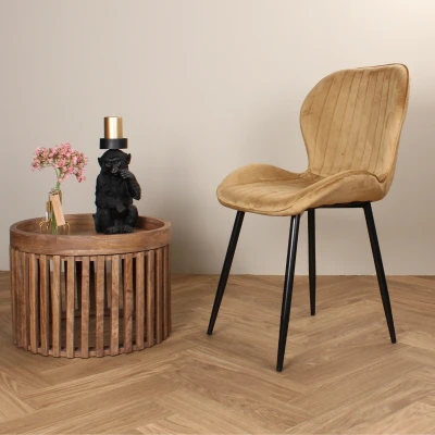 Afbeelding van DS4U Giulia eetkamerstoel velvet goud Stof