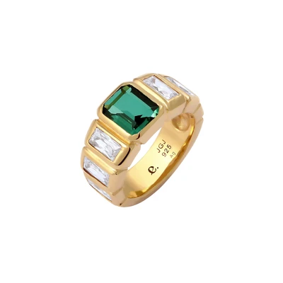 Afbeelding van ELLI PREMIUM Ring goud / donkergroen transparant