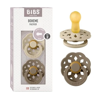 Afbeelding van BiBS Boheme Pacifier Stage 2 Fopspeen stuks Vanilla / Dark Oak