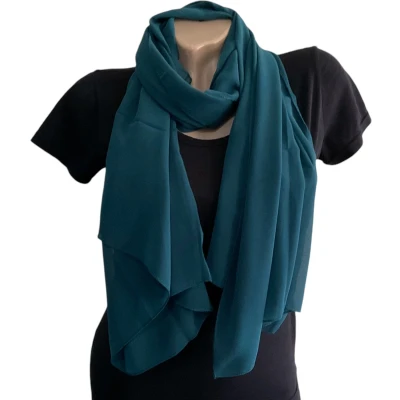 Afbeelding van Sjaal Hoofddoek Chiffon Petrol 170 x 70 cm