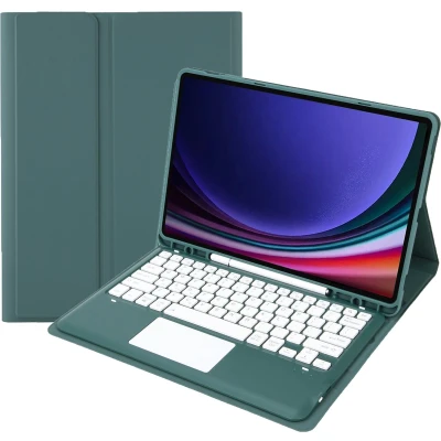 Afbeelding van Case2go Bluetooth Toetsenbord voor Samsung Galaxy Tab S9 Plus (2023) Met stylus pen houder en Touchpad QWERTY Keyboard case Groen