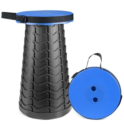 Afbeelding van Hesanzol Draagbare opvouwbare kruk, 2e generatie verstelbare telescopische kruk voor kamperen/vissen/wandelen/reizen/Bbq/Tuin, intrekbare/opvouwbare plastic krukken Max belasting 180 kg, Bloom Beauty