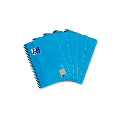 Afbeelding van Oxford Touch Collegeblok B5 geruit met rand links, 80 vellen, blauw, 5 stuks