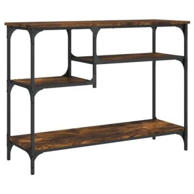 Afbeelding van Wandtafel met schappen 100x35x75 cm gerookt eikenkleurig
