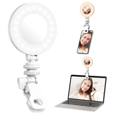 Afbeelding van Selfie Licht voor mobiele Telefoon met clip, 3 lichtstanden &amp; 10 helderheidsniveaus Fotolicht Selfi LED Videolicht Cameralicht Ringlicht telefoon, iPad, laptop