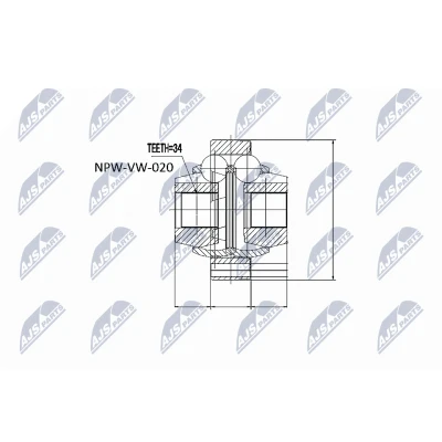Afbeelding van Homokineet reparatie set, aandrijfas NTY NPW VW 020