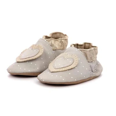 Afbeelding van Robeez Baby Tiny Heart Pantoffels voor meisjes, Grijs helder, 19/20 EU