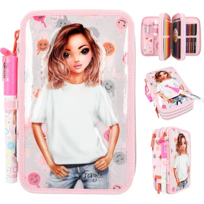 Afbeelding van Depesche TOPModel 3 vaks etui met pen HAPPY TOGETHER