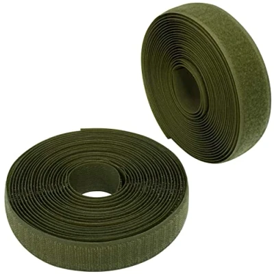 Afbeelding van AERZETIX C65942 Krabband/rol, 25 mm, 5 m, zelfgrijpend, organizer/kabelbinder, koord, tas, kleding, riem, kleur: cedergroen, van polyamide en polyester