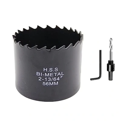 Afbeelding van 56mm kroonzaag LAIWEI bi metalen ronde gatensnijder HSS cirkelzaagkop, snijdiepte tot 38mm, geschikt voor hout, kunststof, gipsplaat en buizen