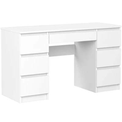 Afbeelding van VBChome 130 x 50 76 cm, mat wit met 7 laden, computertafel, werktafel, pc tafel, laptoptafel,