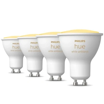 Afbeelding van Philips Hue GU10 White Ambiance Uitbreidingspakket 4 Lampen Warm tot Koelwit Licht Werkt met Alexa en Google Home
