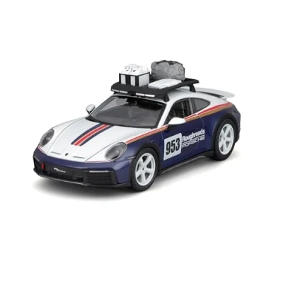 Afbeelding van BBURAGO 1/24 Racing 2023 Porsche 911 Dakar Nieuw 2024: Metal Vehicle Interieur details Deuren en kap openen schaal 1:24.