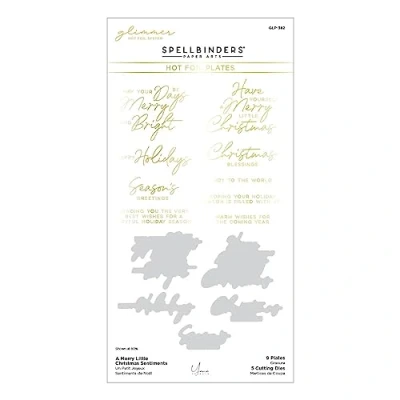 Afbeelding van Spellbinders A Merry Little Christmas Sentiments Glimmer Hot Foil Plate &amp; Die Set (GLP 382)