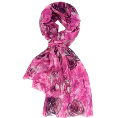 Afbeelding van Dunne Sjaal Print Goud Accent (20195#) Fuchsia/Roze