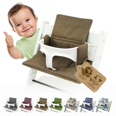 Afbeelding van Bambiniwelt Zitkussen, overtrek, vervangingskussen, compatibel met Stokke Tripp Trapp hoge stoel (org. lichtbruin)