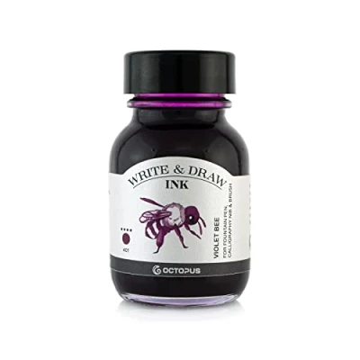 Afbeelding van Octopus Write and Draw Ink 401 Violet Bee, watervaste inkt voor schrijven en tekenen, kalligrafie inkt, lichtechte tekeninkt vulpen, glaspen, penseel, 50 ml