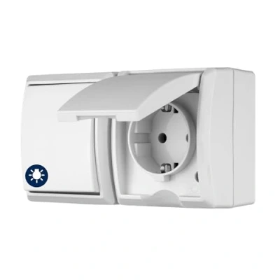 Afbeelding van REV AquaForm stopcontact A/W schakelaarcombinatie, IP44, eenpolig, opbouw, wit