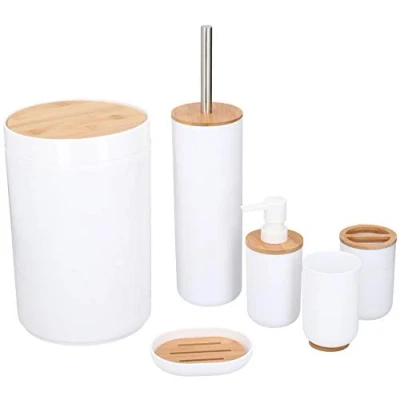 Afbeelding van Alpina Badkamer &amp; toiletset Bamboe 6 delig