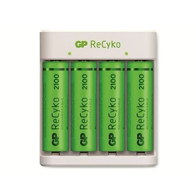 Afbeelding van GP E411 Oplader Met 4x Recyko Aa batterijen 2100 Mah Wit