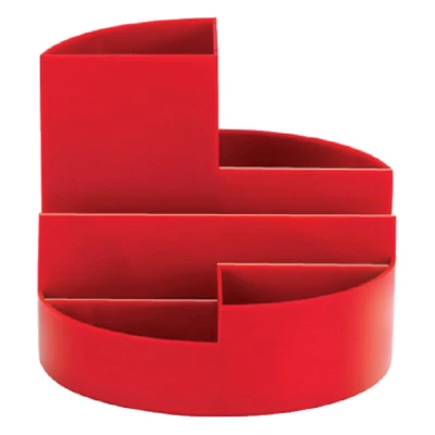 Afbeelding van Pennenkoker MAUL roundbox 7 vakken diameter14x12.5cm rood