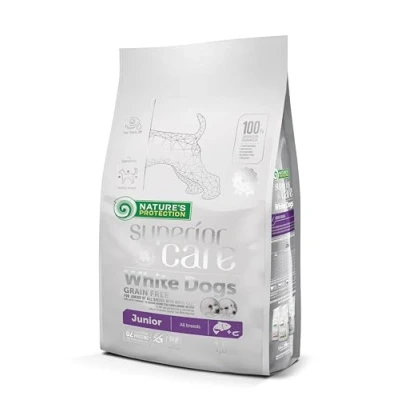 Afbeelding van Nature&#039;s Protection Superior Care Droogvoer voor honden van alle rassenmaten, lichte kleur (Maltezer, Bichon Frisé), met zalm, immuunsysteem, graanvrij, traanvlekverwijderaar, 1,5 kg