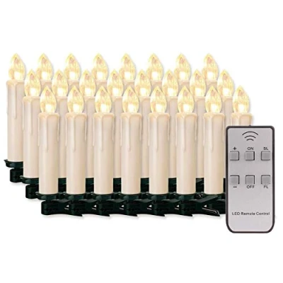 Afbeelding van 20/30/40/50/60 stuks LED kaarsen, kerstverlichting, draadloze dimbare vlamloze kerstkaarsen voor de kerstboom, kerstdecoratie, bruiloften, verjaardagen, feesten (melkwitte kaars, 20 stuks)