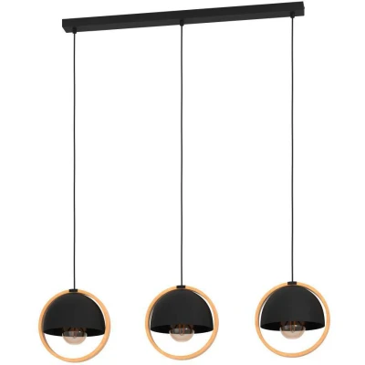 Afbeelding van EGLO Callow Hanglamp E27 93 cm Zwart/Bruin Hout/Staal